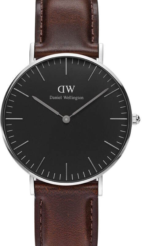 DW00100143 Daniel Wellington Classic Bristol DW00100143 Women's 36mm Silver Slim Quartz Watch - Black Dial, Dark Brown Leather Strap