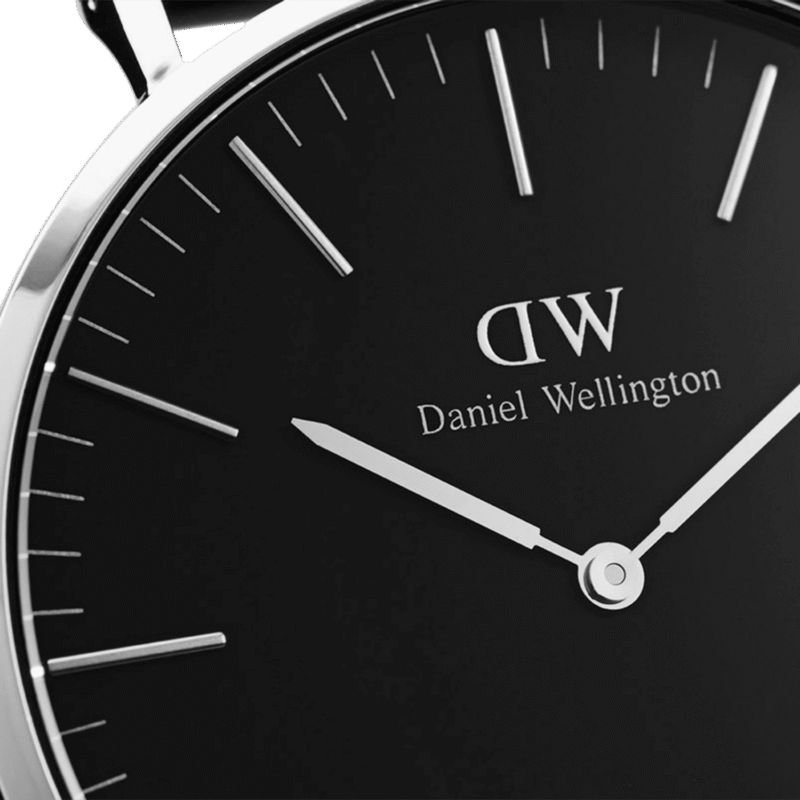DW00100145 Daniel Wellington Classic Sheffield DW00100145 Women's 36mm Silver Slim Quartz Watch - Black Dial, Black Leather Strap