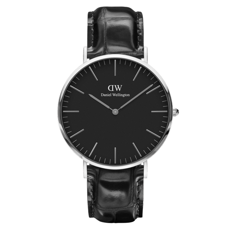 DW00100147 Daniel Wellington Classic Reading DW00100147 Women's 36mm Silver Slim Quartz Watch - Black Dial, Black Croc-Embossed Leather Strap