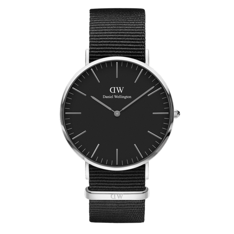 DW00100149 Daniel Wellington Classic Cornwall DW00100149 Unisex 40mm Quartz Watch - Black Dial, Black NATO Fabric Strap