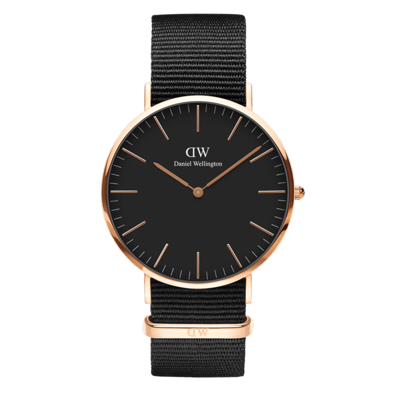 DW00100150 Daniel Wellington Classic Cornwall DW00100150 Women's 36mm Quartz Watch - Black Dial, Black NATO Fabric Strap