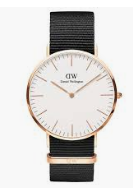 Daniel Wellington Classic Cornwall DW00100151 Women's 36mm Quartz Watch - Black Dial, Black NATO Fabric Strap