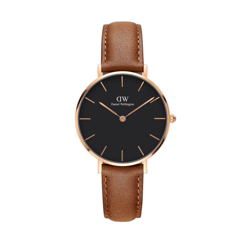 DW00100166 Daniel Wellington Classic Petite Durham DW00100166 Women's 32mm Rose Gold Quartz Watch - Black Dial, Light Brown Leather Strap