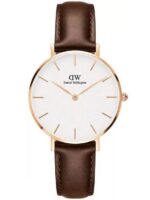Daniel Wellington Classic Petite Bristol DW00100171 Women's 32mm Rose Gold Quartz Watch - White Dial, Brown Leather Strap