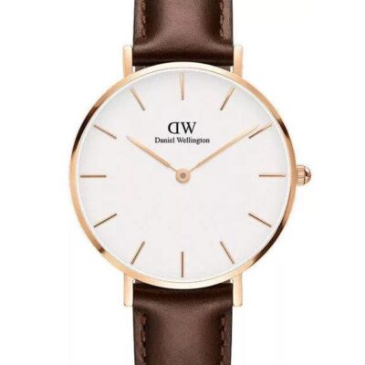 Daniel Wellington Classic Petite Bristol DW00100171 Women's 32mm Rose Gold Quartz Watch - White Dial, Brown Leather Strap