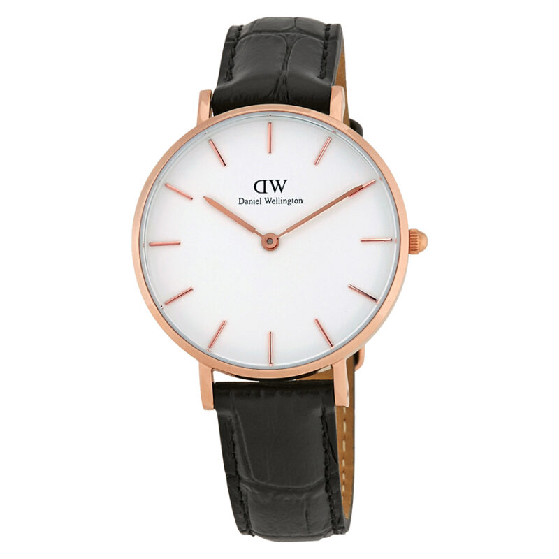 DW00100173 Daniel Wellington Classic Petite DW00100173 Women's 32mm Rose Gold Quartz Watch - White Dial, Black Leather Strap
