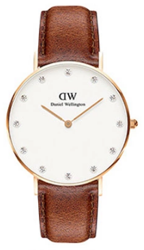 Daniel Wellington Classic Petite St Mawes DW00100181 Women's 32mm Quartz Watch - Black Dial, Brown Leather Strap