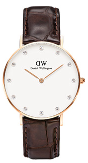Daniel Wellington Classic Petite York DW00100182 Women's 32mm Silver Quartz Watch - Black Dial, Leather Strap