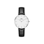 Daniel Wellington Classic Petite Reading DW00100185 Women's 32mm Silver Quartz Watch - White Dial, Black Leather Strap