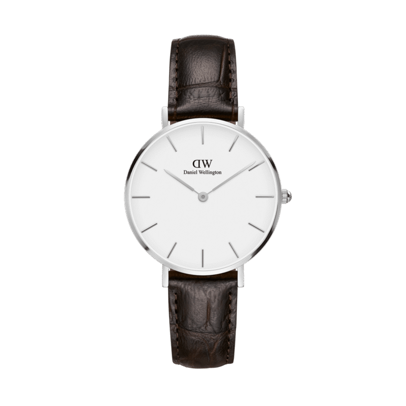 DW00100188 Daniel Wellington Classic Petite York DW00100188 Women's 32mm Silver Quartz Watch - Eggshell White Dial, Dark Brown Leather Strap