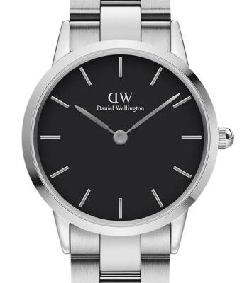 Daniel Wellington Iconic Link DW00100204 Women's 36mm Silver Stainless Steel Quartz Watch - Black Dial, Steel Bracelet