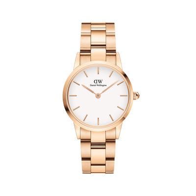 Daniel Wellington Iconic Link 28 DW00100213 Women's 28mm Rose Gold Quartz Watch - White Dial, Rose Gold Link Bracelet