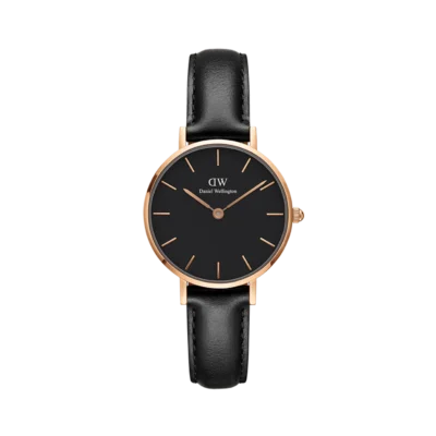 Daniel Wellington - Women Stainless steel Watch Sheffield Black Leather - Black and Black and Rose Gold (DW00100224)
