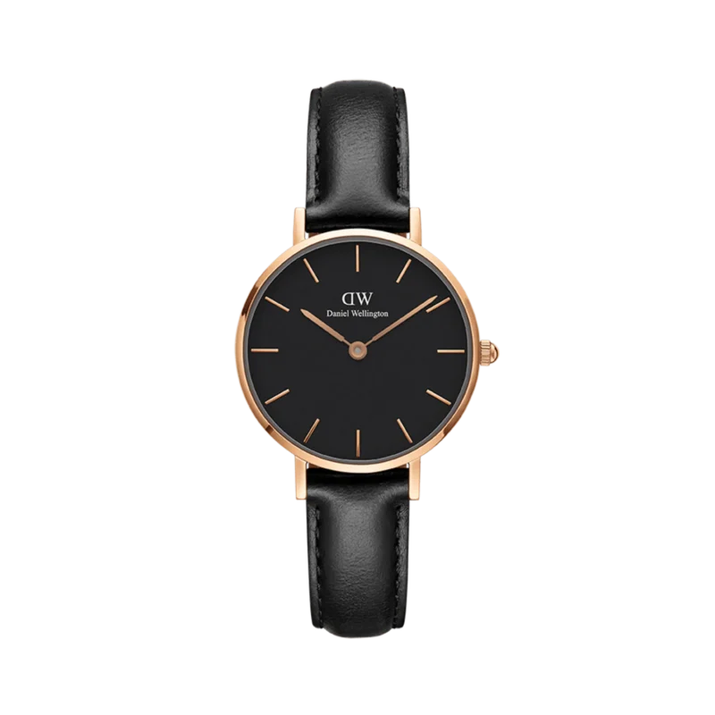 Daniel Wellington - Women Stainless steel Watch Sheffield Black Leather - Black and Black and Rose Gold (DW00100224)