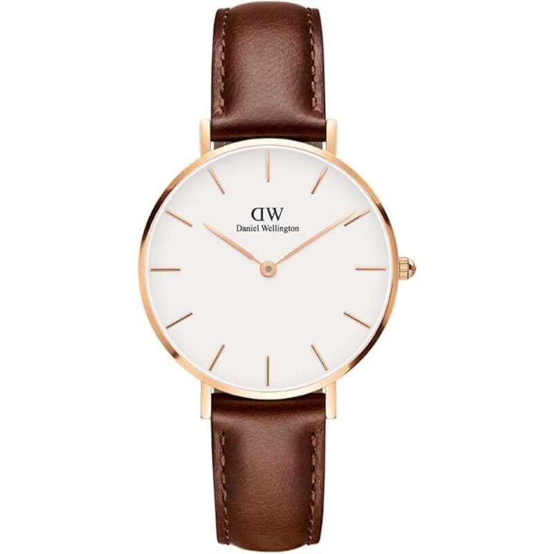 DW00100231 Daniel Wellington Classic Petite St Mawes DW00100231 Women's 28mm Rose Gold Quartz Watch - Eggshell White Dial, Brown Leather Strap