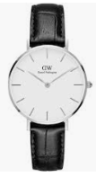 Daniel Wellington Classic Petite Reading DW00100235 Women's 28mm Silver Watch - Black Dial, Black Leather Strap