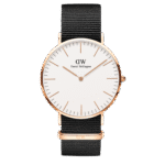 Daniel Wellington Classic Cornwall DW00100257 Unisex 40mm Rose Gold Quartz Watch - Eggshell White Dial, Black NATO Strap