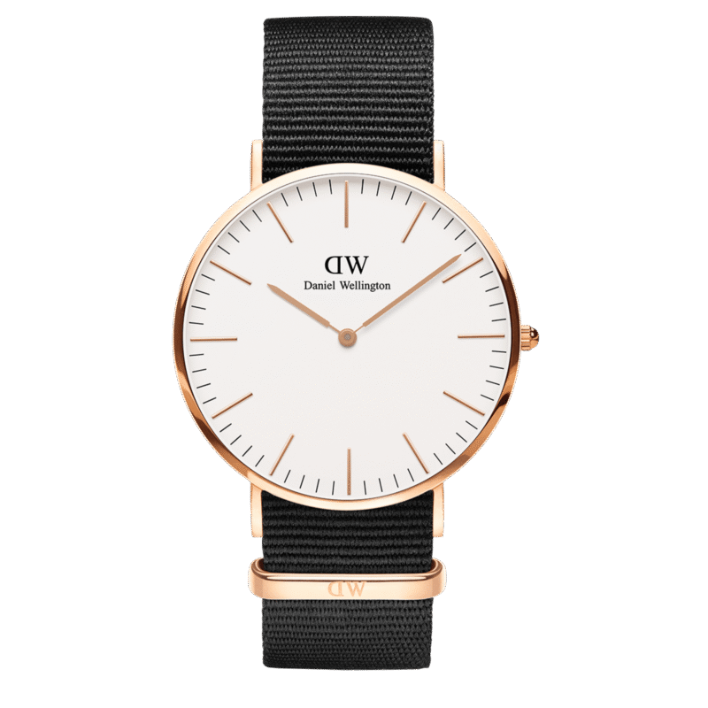 DW00100257 Daniel Wellington Classic Cornwall DW00100257 Unisex 40mm Rose Gold Quartz Watch - Eggshell White Dial, Black NATO Strap