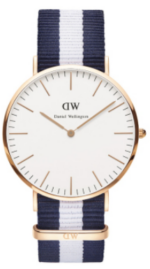 Daniel Wellington Classic Cornwall DW00100258 Unisex 40mm Quartz Watch - White Dial, Black Fabric NATO Strap