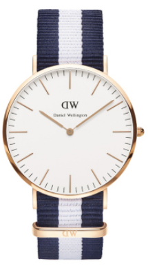 Daniel Wellington Classic Cornwall DW00100258 Unisex 40mm Quartz Watch - White Dial, Black Fabric NATO Strap