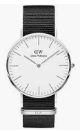 Daniel Wellington Classic Cornwall DW00100259 Women's 36mm Rose Gold Quartz Watch - White Dial, Black Textile Strap