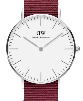 Daniel Wellington Classic Roselyn DW00100272 Women's 36mm Quartz Watch - White Dial, Red Woven Strap, Silver Case