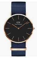 Daniel Wellington Classic Black Roselyn DW00100273 Women's 36mm Quartz Watch - Black Dial, Red Woven Strap