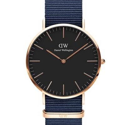 Daniel Wellington Classic DW00100277 Unisex 40mm Time-Only Quartz Watch - Black Dial, Blue Nylon Strap
