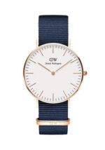 Daniel Wellington Classic Bayswater DW00100279 Women's 36mm Time-Only Quartz Watch - White Dial, Navy Fabric Strap
