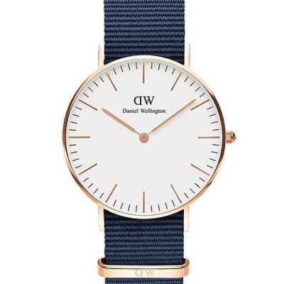 Daniel Wellington Classic Bayswater DW00100279 Women's 36mm Time-Only Quartz Watch - White Dial, Navy Fabric Strap