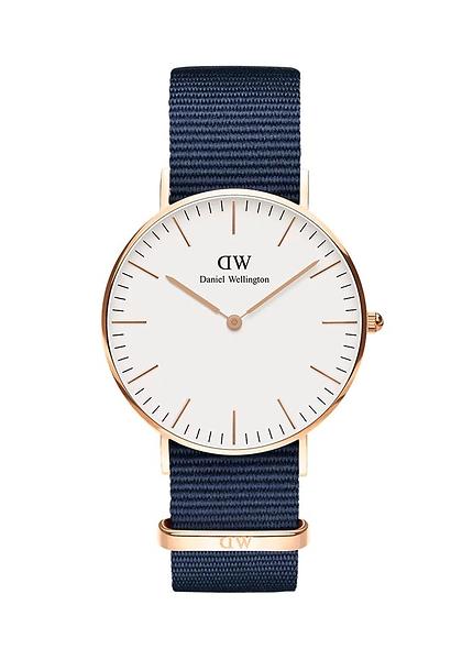DW00100279 Daniel Wellington Classic Bayswater DW00100279 Women's 36mm Time-Only Quartz Watch - White Dial, Navy Fabric Strap