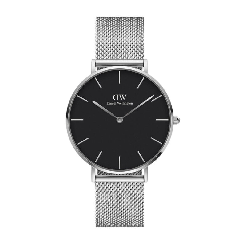 DW00100304 Daniel Wellington Petite Sterling DW00100304 Women's 36mm Silver Quartz Watch - Black Dial, Silver Stainless Steel Mesh Bracelet