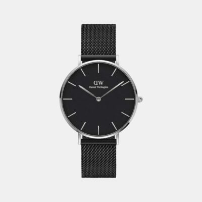 Daniel Wellington Petite Ashfield DW00100308 Women's 36mm Quartz Watch - Black Dial, Black Stainless Steel Mesh Bracelet