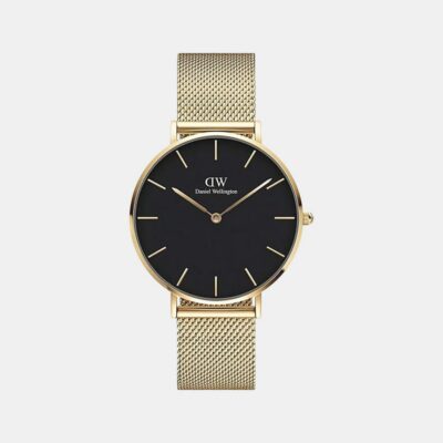 Daniel Wellington Petite Evergold DW00100345 Women's 36mm Quartz Watch - Black Dial, Gold Stainless Steel Bracelet