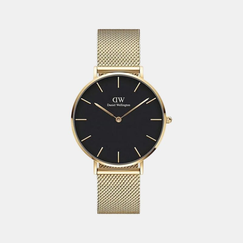 Daniel Wellington Petite Evergold DW00100345 Women's 36mm Quartz Watch - Black Dial, Gold Stainless Steel Bracelet