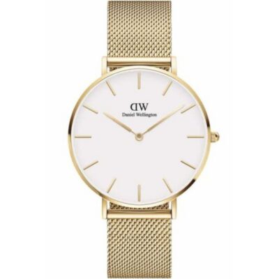 Daniel Wellington Petite Evergold DW00100346 Women's 36mm Gold Quartz Watch - White Dial, Gold Stainless Steel Mesh Bracelet