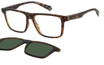 Polaroid Men's PLD 2131/CS Matte Havana/Green Clip On Sunglasses