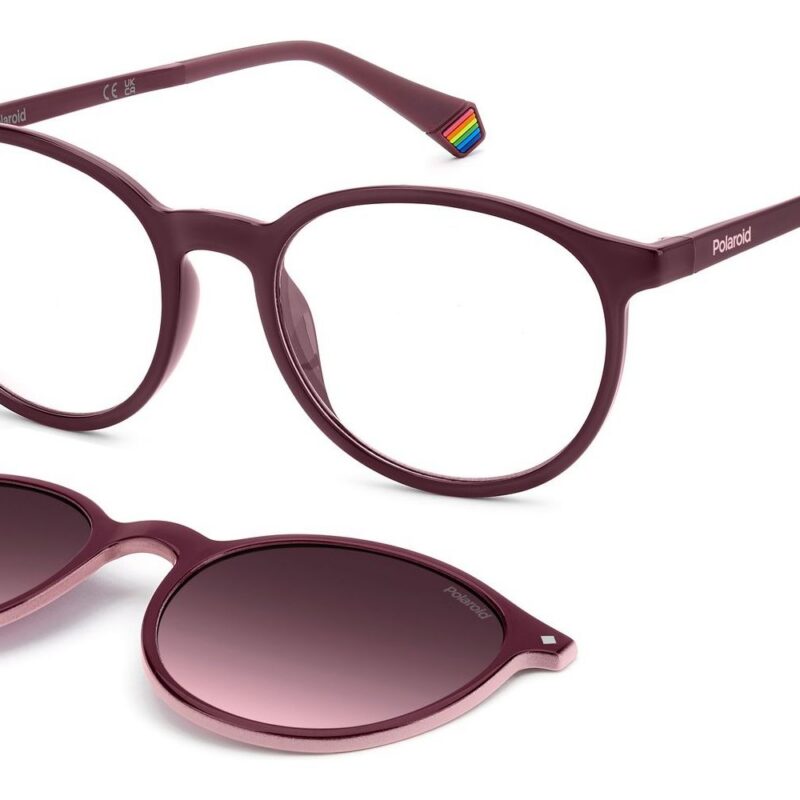 Polaroid Men's PLD 6137/CS Plum + Plum/Violet Clip-On Sunglasses