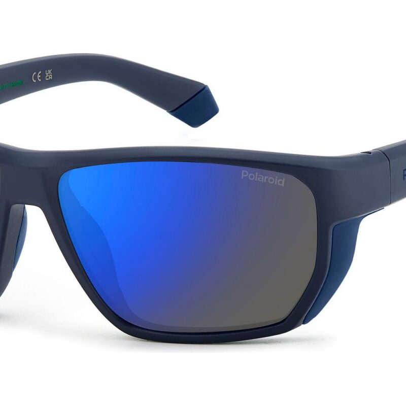 Polaroid Men's PLD 7057/S Matte Blue/Blue Mirrored Sunglasses