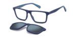 Polaroid Men's PLD D590/C Matte Blue + Blue Polarized Clip On Sunglasses