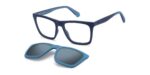 Polaroid Men's PLD D591/C Matte Blue + Blue Polarized Clip On Sunglasses