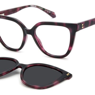 Polaroid Women's PLD D596/C Violet Havana/ Grey Polarized Clip On Sunglasses