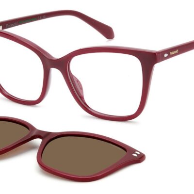 Polaroid Women's PLD D603/C Cherry/ Bronze Polarized Clip On Sunglasses
