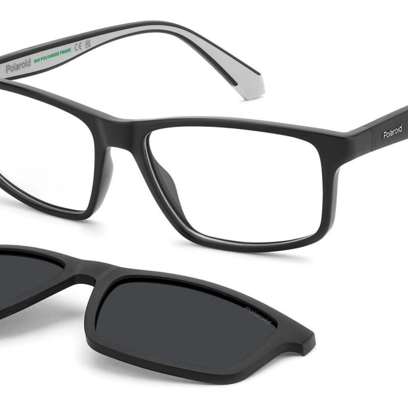 Polaroid Men's PLD D622/C Matte Black/ Grey Polarized Clip On Sunglasses