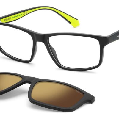 Polaroid Men's PLD D622/C Matte Black Yellow/Grey Gold Multilayer Polarized Clip On Sunglasses