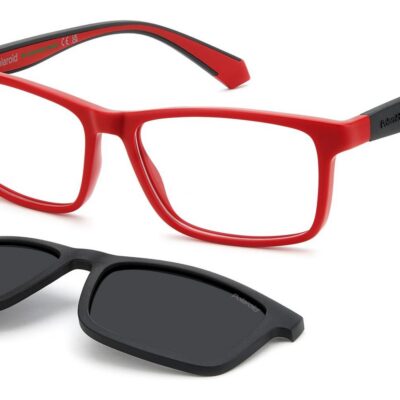 Polaroid PLD D854/C Matte Red/ Grey Polarized Clip On Sunglasses