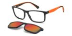 Polaroid PLD D854/C Matte Black Orange/ Red Multilayer Polarized Clip On Sunglasses