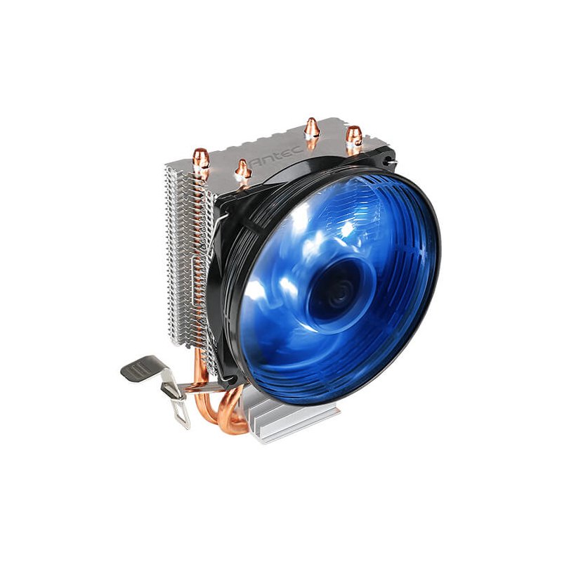 Antec A30 Pro cpu air cooler - with 1x 95mm blue LED fan , 80x76mm aluminum heatsink with 2x 6mm heat pipes , 1800rpm Antec A30 Pro cpu air cooler - with 1x 95mm blue LED fan , 80x76mm aluminum heatsink with 2x 6mm heat pipes , 1800rpm