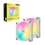 Corsair AF ELITE Series, AF140 RGB ELITE WHITE, 140mm Fluid Dynamic RGB Fan with AirGuide