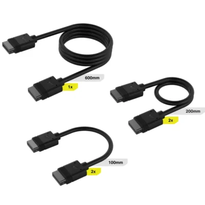 Corsair CL-9011118-WW iCUE LINK cable kit - 1 x 600mm + 2x 200mm - 2x 100mm cables - black
